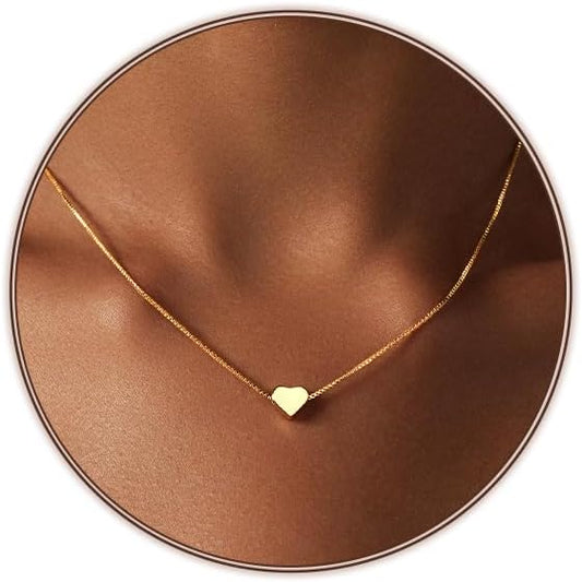 Airmb Cute Heart Necklace for Women Gold/Silver Plated Heart Pendant Choker Necklaces Tendy Love Heart Chain Necklace Dainty Gold/Silver Necklace Jewelry Gifts for Women