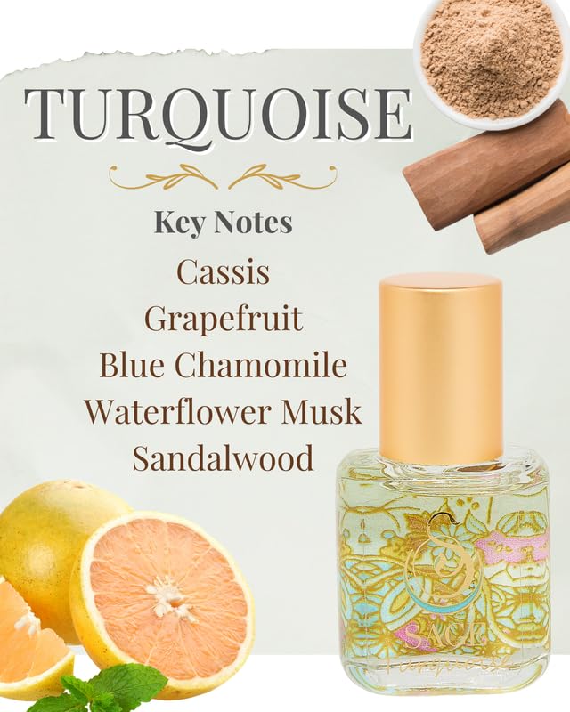 The Sage Lifestyle Turquoise Roll On, Oil, Extract, Grapefruit, Sandalwood, White Musk, Perfume for Women, Long Lasting, Clean Fragrance, Artisan, Parfum, 1/4 oz, Travel Size, Mini Perfume for Women