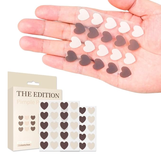 The Edition - Pimple Patches - Heart Shaped Hydrocolloid Pimple Extractor – Cute Acne Spot Treatment for Overnight, Zit Blemish Cover, Waterproof, For all Skin types (60 Count)
