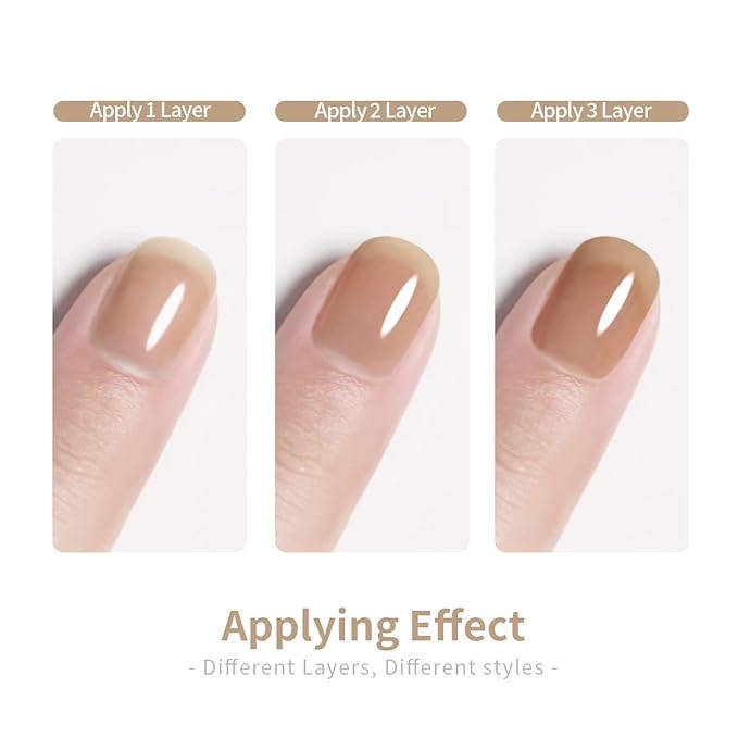 RARJSM Nude Brown Gel Nail Polish Clear Sheer Brown Dark Skin Tone Caramel Color French Manicure Natural Milky Jelly Nail Gel Polish Varnish Curing Requires 1pcs 15ml for Home Salon Nail Art DIY