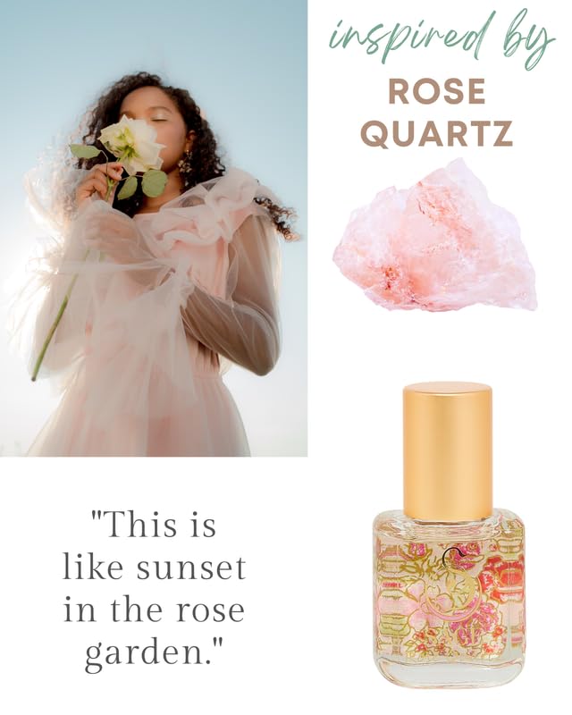 The Sage Lifestyle Rose Quartz Roll On, Oil, Extract, Rose, Honeysuckle, Sandalwood, Jasmine, Perfume for Women, Long Lasting, Fragrance, Floral, Parfum, 1/4 oz, Travel Size, Mini Perfume for Women