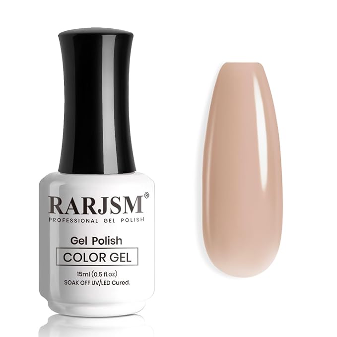RARJSM Nude Gel Nail Polish Sheer Light Brown Pink Neutral Skin Tone Colors Jelly Transparent Nail Gel Polish 15ml Single Bottle Soak off UV LED Cured for Home Salon DIY French Manicure