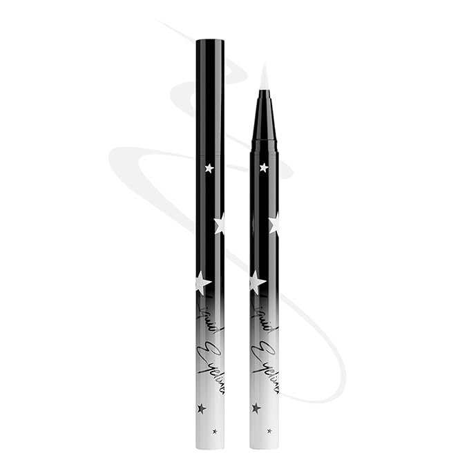White Matte Liquid Eyeliner Pen, Waterproof Smudge Proof Eye Liner Pencil, Brown Liquid Liner for Face Body Paint, Long Lasting & Quick Dry Bright Colorful Eyeliner Pen Eye Makeup #01