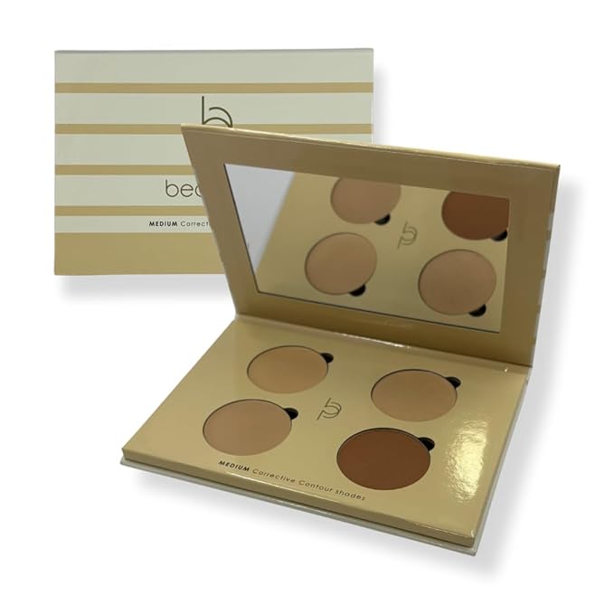 Corrective Contour Palette–Curated Cream & Powder Shades for All Face Shapes and Skin Tones - Sculpt & Define - Optimized, Travel-Friendly - Pure, Cruelty-Free, Made in USA (Medium)