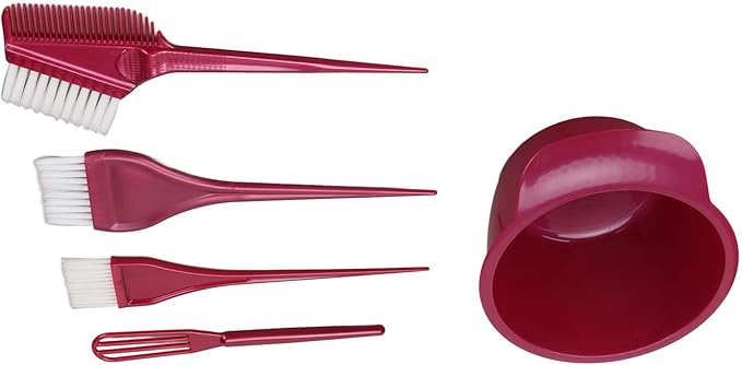 ZJchao Hair Bleach Kit, 5pcs NonSlip with Stirrer Hair Dye Coloring Kit Nylon Fiber Brushes And Mixing Bowl for Professional Dyeing And Styling
