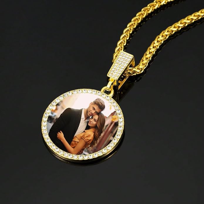 CLYLIFE Picture Necklace Personalized Photo,Custom Disc/Heart Pendant for Men Women Dad Mom Customized Necklace with Chain Photos Memorial Gifts for Mother's Day, Birthday, Anniversary