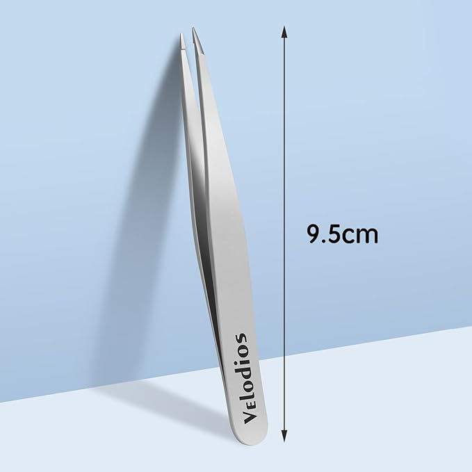 Velodios Pointed Tweezers for Women Facial Hair, Professional Stainless Steel Tweezers for Eyebrow, Chin Hair and Ingrown Hair Removal