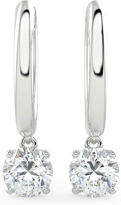 1/2 to 4 Carat Lab Grown Diamond Huggie Hoop Earrings for Women I 14k Gold Earrings (G-H, VS1-VS2, 0.50 to 4.00 cttw) Dangling Drop I Brilliant Cut Diamond Hoops by Carbon Atelier