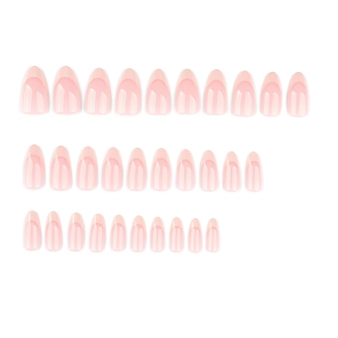 XZMeiLun White French Tips Press On Nails Medium Almond, White French Soft Gel Stick On Nails, Designer Reusable Acrylic Nail Press Ons, Fake Nails With Glue On Nail, Wedding False Nail For Women