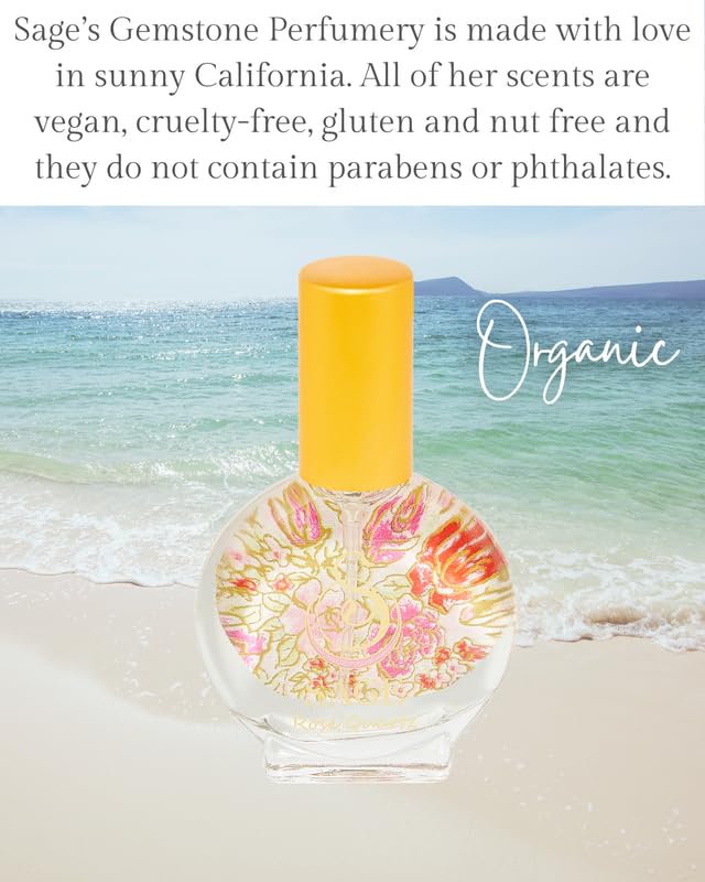 The Sage Lifestyle Rose Quartz Mini Spray, Rose, Honeysuckle, Sandalwood, Jasmine, Perfume for Women, Long Lasting, Clean Fragrance, Floral, Parfum, Artisan, 1/2oz, Travel Size, Mini Perfume for Women