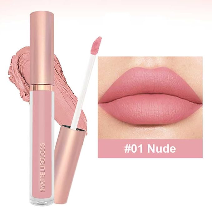 BestLand 6PCS Nude & Coral Liquid Lipstick Set, Matte Lip Gloss Long Lasting Waterproof, Lightweight Full Coverage Lip Color Collection with Nude Rose Peachy Coral Bright Red Shades for Daily Makeup