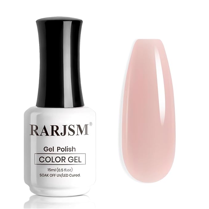 RARJSM Nude Soft Muted Rose Gel Nail Polish Neutral Skin Tone Sheer Jelly Pink Gelpolish 1PC 15ml Single Bottle Creamy Transparent Natural Nudegel Polish Soak off Cured for Home Salon French Manicure