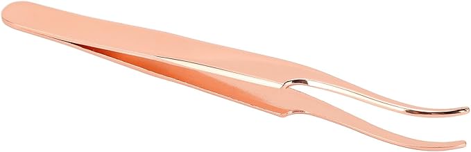 Eyelash Applicator Tool DIY Rose Gold Curved Lash Tweezer for Easy Lashes Application and Removal