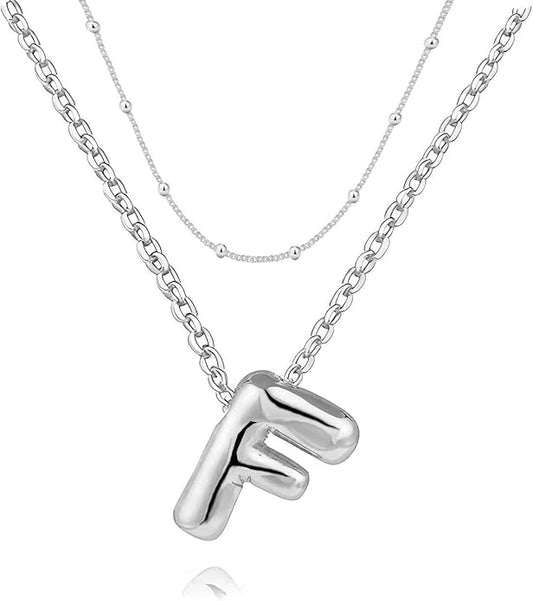 PANSHI Gold Initial Necklaces Gifts for Teen Girls Women Girlfriend Teen Girl Gifts Trendy Stuff Layered Bubble Letter Necklace Gold Jewelry Birthday Gift