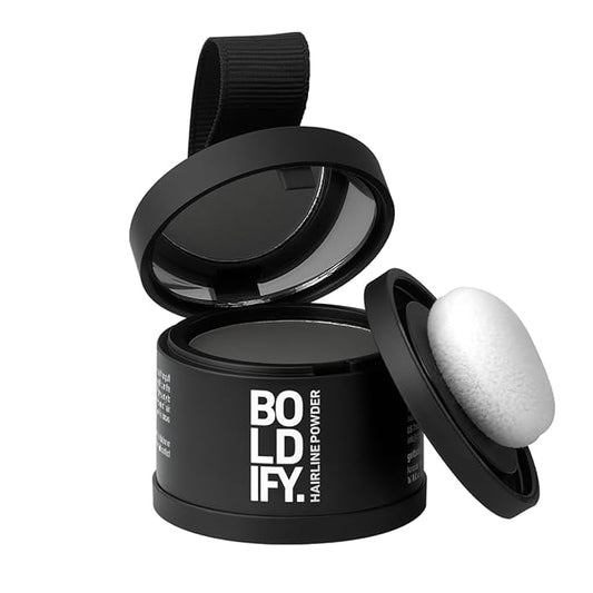 BOLDIFY Hairline Powder - Root Touch Up Hair Color for Gray Coverage - Bald Spot Concealing Hair Powder for Women & Men - 24-Hour Stain-Proof - Dark Gray