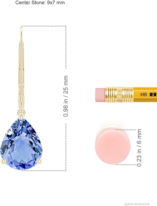 ANGARA Natural Tanzanite Earrings for Women | Solitaire Pear-Shaped Tanzanite Leverback Earrings in 14K Solid Gold/Platinum | December Birthday, Anniversary, Gemstone Jewellery Gift