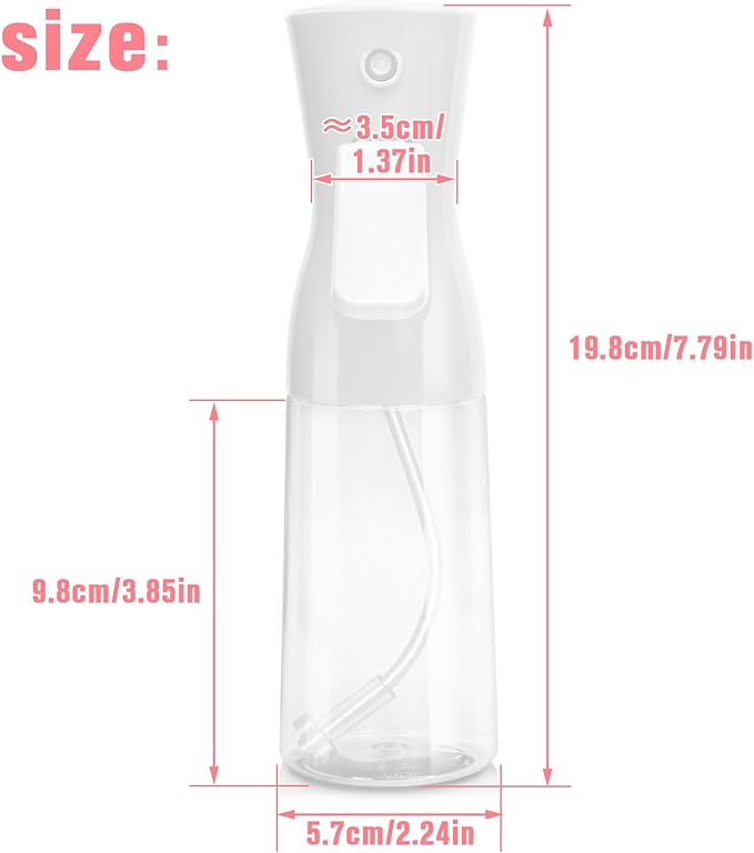 Apidgrowth Continuous Spray Bottle,Hair Spray Bottle,Plants Water Spray Mist Bottle,Ultra-Fine Spray Bottle for Hair,Skincare, Plant Care, Pet Grooming, Cleaning(White)