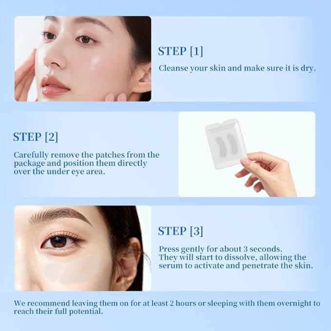 4 pairs PDRN Micro Eye Patches, Under Eye Patches for Puffy eyes, Dark Circles & Wrinkle | Hyaluronic Acid, Kojic Acid, Collagen, Peptides, Vitamin C, Niacinamide - Korean Popular Eye Care