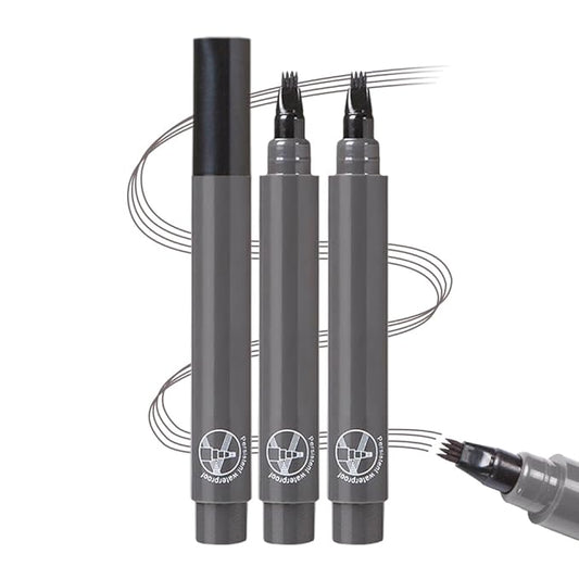 2026 Upgraded Magic Eyebrow Contouring Pencil, 3D Waterproof Microblading Eyebrow Pencils for Women, 4 Tipped Precise Medium Fine Brown Black Eye Brow Pen for Natural Makeup Eyebrow (grey 2PCS)