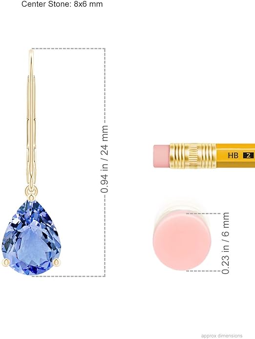 ANGARA Natural Tanzanite Earrings for Women | Solitaire Pear-Shaped Tanzanite Leverback Earrings in 14K Solid Gold/Platinum | December Birthday, Anniversary, Gemstone Jewellery Gift