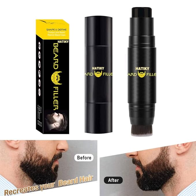 HATIKY Beard Pencil Filler for Men, Dark Brown, Stick - Natural Looking Beard, Moustache & Eyebrows, Long Lasting, Water & Sweat Proof