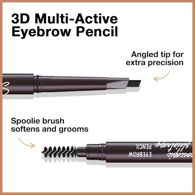 5 Pcs Ultimate Eyebrow Retractable Definer Pencils,Dual-Sided Natural Soft Textured Eyebrow Pencil, for Daily Look Eyebrow Makeup,Brow Brush,Fine Tip (2*black+2*light brown+grey)
