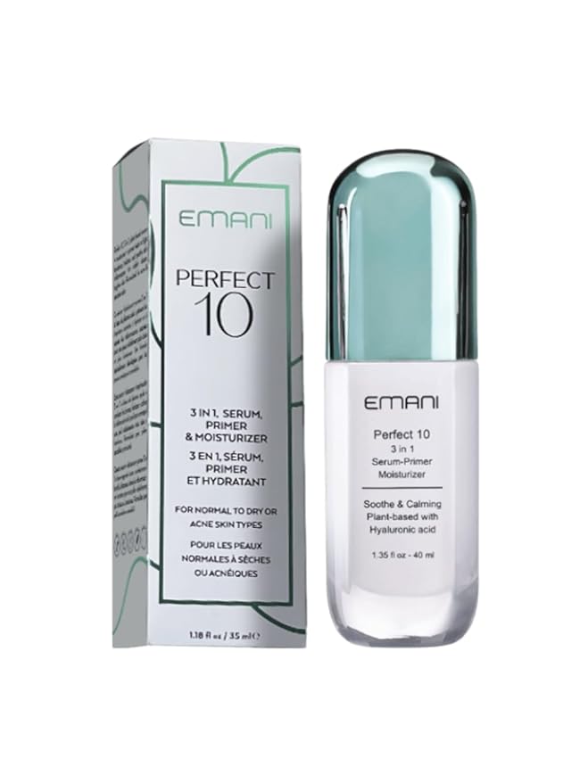 Emani Perfect 10 - All-in-One Primer for Face, Moisturizer Serum for Sensitive Skin and Acne Safe, Perfecting & Smoothing Makeup Base