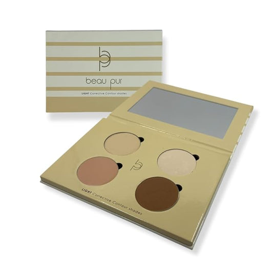 Corrective Contour Palette–Curated Cream & Powder Shades for All Face Shapes and Skin Tones - Sculpt & Define - Optimized, Travel-Friendly - Pure, Cruelty-Free, Made in USA (Light - Fair)