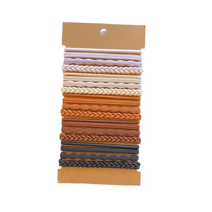 Multistyle Hair Ties Set: Gentle High Elasticity Ponytail Scrunchie Bracelet for Women (18-Bean Brown Set:20, One Size)