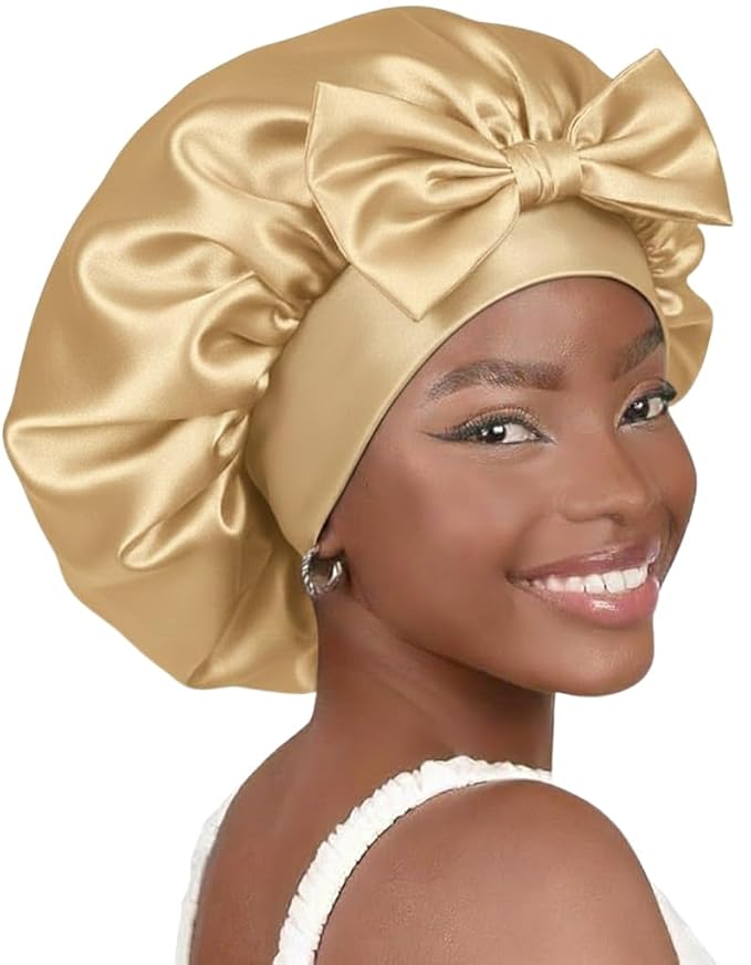 Adjustable Silk Bonnet | Double-Layer Design | Reduces Friction | Controls Frizz | Protects Curly Hair | Multi-Purpose Use