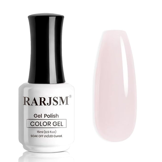 RARJSM Nude Gray Pale Pink Gel Nail Polish Neutral Skin Tone Sheer Jelly Gelpolish 1PC 15ml Single Bottle Creamy Transparent Natural Nudegel Polish Soak off Cured for Home Salon French Manicure