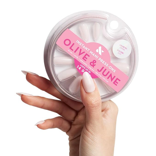 Olive & June Instant Mani Press-On Nails | (Glue) Long, Almond 42 Fake Nails, 21 Sizes | Non-Toxic, Long-Lasting Recycled Materials Realistic Look | Salon-Quality at Home | CCT