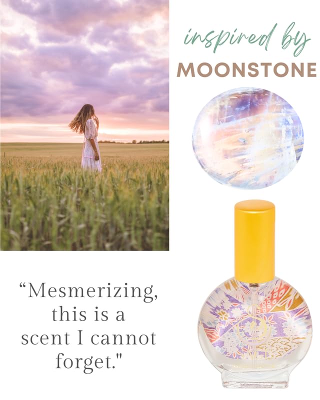 The Sage Lifestyle Moonstone Mini Spray, Gardenia, Lily, Vanilla Musk, Egyptian Musk, Perfume for Women, Long Lasting, Floral Fragrance, Artisan, Parfum, 1/2 oz, Travel Size, Mini Perfume for Women
