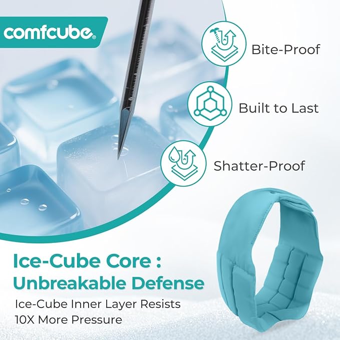 Comfcube Wisdom Teeth Ice Pack Head Wrap, 2 Hours Long Lasting Cold Therapy Flexible Snug Fit Jaw Face Ice Pack for Oral Surgery, TMJ, Teeth Removed Pain, Cosmetic Injection, Swelling