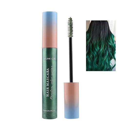 Eshioh Temporary Hair Mascara, 8 Vibrant Colors Temporary Hair Color Dye, Safe Green Formula Hair Mascara, Hair Color for Parties, Halloween, Birthdays, Hair Chalk for Women #green