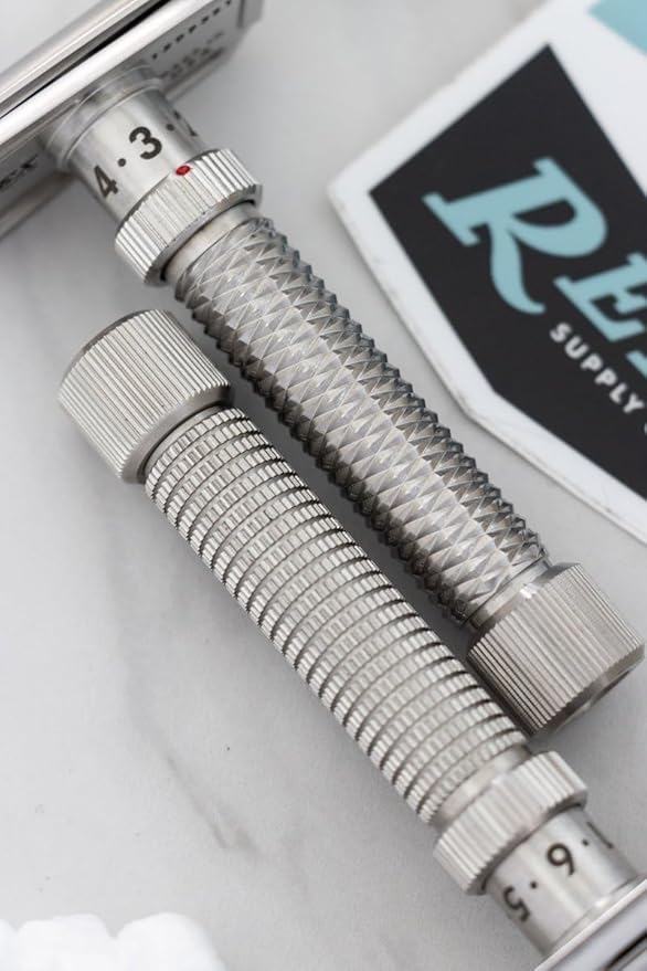 Rex Supply Co. Konsul Adjustable Slant Safety Razor – Stainless Steel Double Edge Razor with Diamond Grip | Customizable Shaving Precision | Made in USA | Wet Shaving Essential