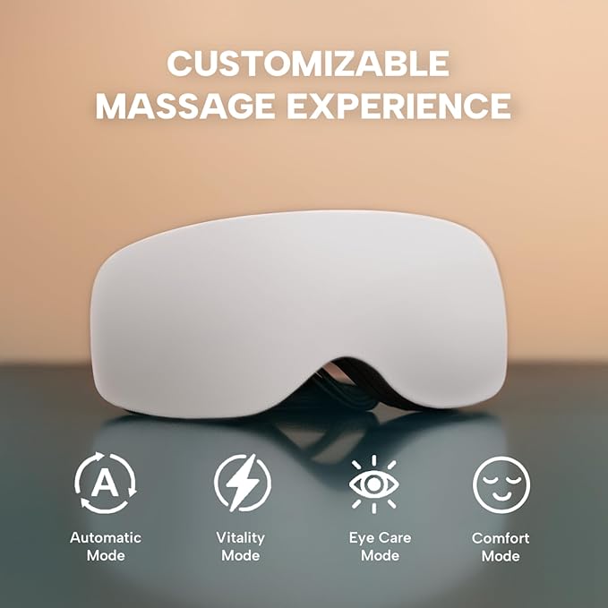 KS SHOP Eye Massager with Heat & Cooling | 12 Precision Massage Nodes | Bluetooth Music | 4 Massage Modes | 2400mAh Battery | Relaxation for Eye Strain, Dry Eyes, Stress & Headaches