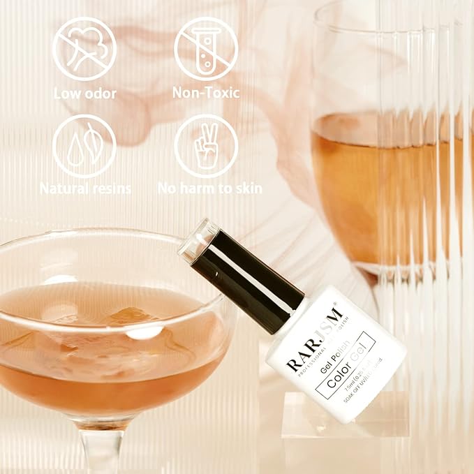 RARJSM Pearl Gel Nail Polish, Glitter Drawing GelPolish Rose Gold Shimmer Mermaid Nail Gel Soak Off for Salon Home DIY Manicure Use
