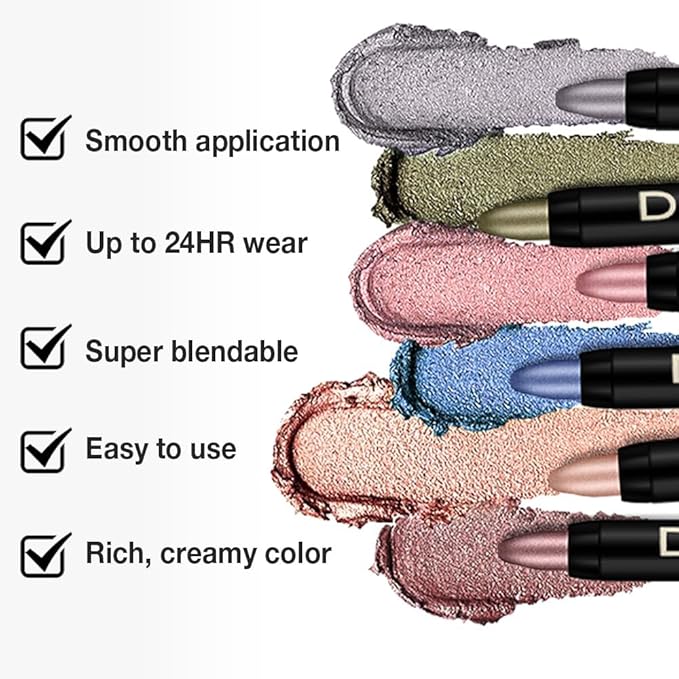 evpct Light Pink Shimmer Cream Eye Shadow Sticks Brightener Pencils for Women, Light Pink Silky Eyeshadow Applicator Stick Pen Waterproof, Blendable Crease-Proof Stick Eyeshadow Shimmer Eye Makeup 54