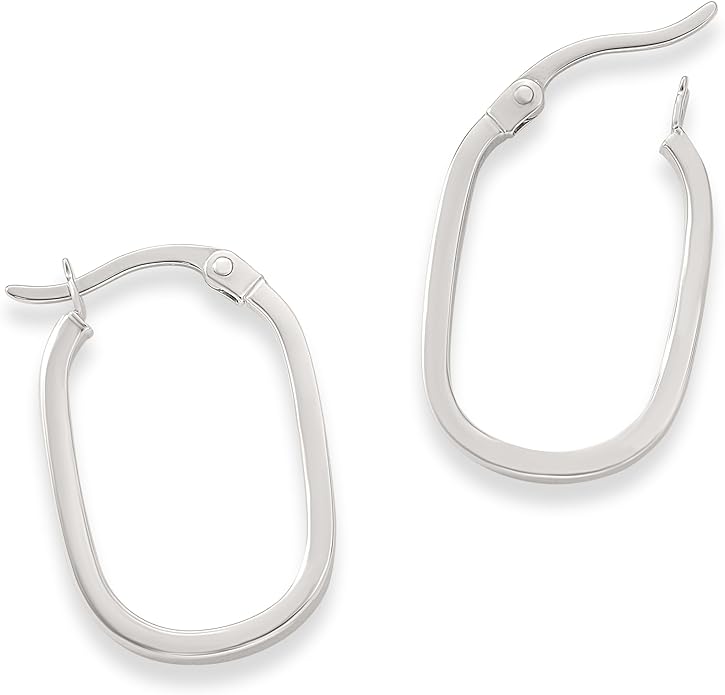 Gold Oval Tube Hoop Earrings for Women – High Polish Finish, Lightweight Hollow Design, 10K or 14K Real Gold