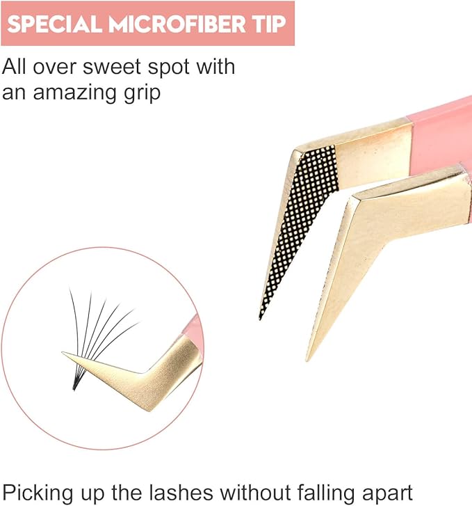 Ms.Queen Lash Extension Tweezers,2Pcs Fiber Tip Grip Boot Volume Tweezer and Dolphin Isolation Eyelash Tweezers