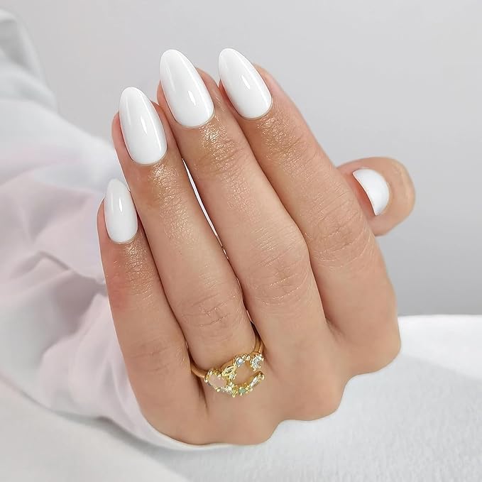 RPNZL Press On Nails - Coconut | Opaque White Medium Almond Nails, Salon Quality | 32 Nails, 16 Sizes Kit with Glue and Adhesive Tabs I Female Founded - Beauty, Self Care