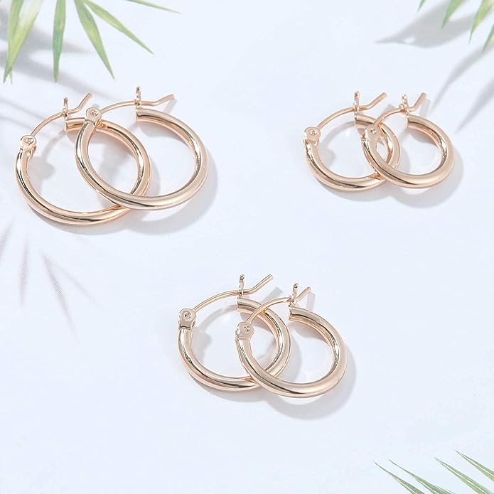 Gacimy Gold Hoop Earrings for Women 14K Real Gold Plated Hoops with 925 Sterling Silver Post