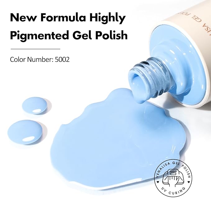VENALISA Light Blue Gel Nail Polish, 1 Pcs Baby Blue Gel Polish Bright Pastel Color High Gloss Soak Off U V Nail Manicure Salon and DIY at Home Gifts for Women