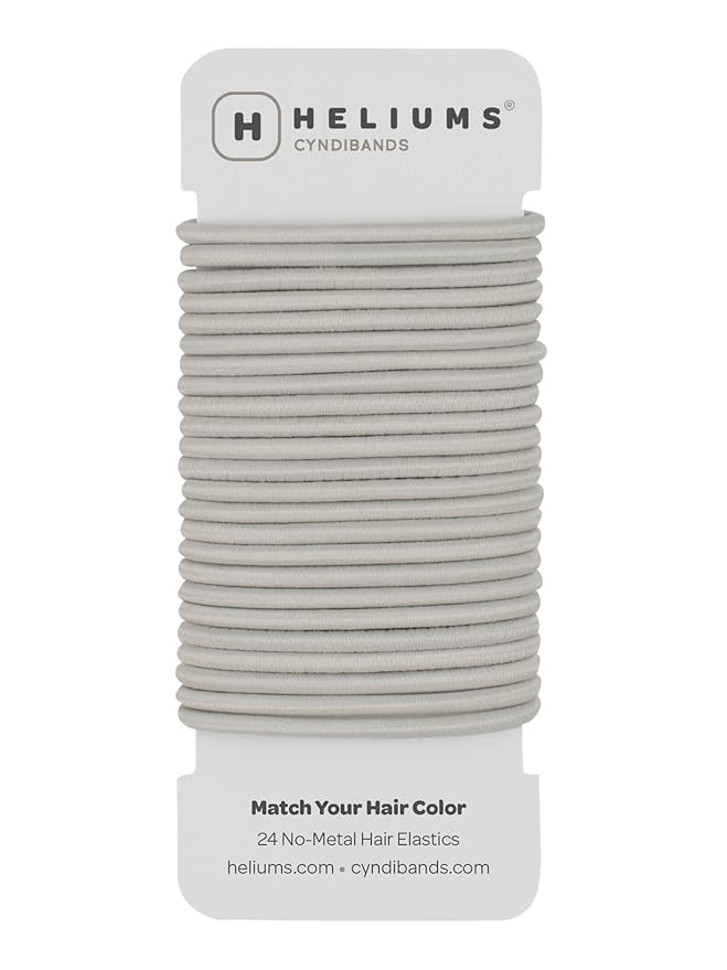 Cyndibands Elastic Hair Ties – Light Gray - No Damage 4mm Ponytail Holders for Women & Kids, 24-Pack Hair Elastics in Neutral Colors