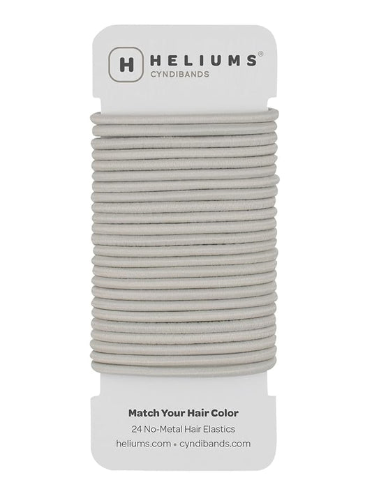 Cyndibands Elastic Hair Ties – Light Gray - No Damage 4mm Ponytail Holders for Women & Kids, 24-Pack Hair Elastics in Neutral Colors