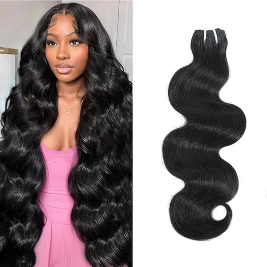 16A Raw Human Hair Bundles,26 Inch 1 Bundles Body Wave Bundles Human Hair,100% Unprocessed Brazilian Virgin Hair,Quick Weave,Hair Extensions Natural Black For Women,3X Longer Lifespan