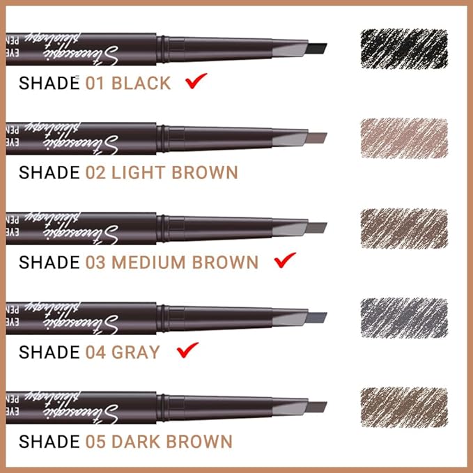 5 Pcs Ultimate Eyebrow Retractable Definer Pencils,Dual-Sided Natural Soft Textured Eyebrow Pencil, for Daily Look Eyebrow Makeup,Brow Brush,Fine Tip (2*black+2*tea+grey)