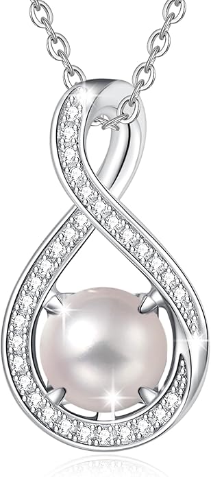 FANCIME Birthstone Necklaces for Women Fine Jewelry Sterling Silver Infinity Pendant Anniversary Birthday Gifts for Her Women Wife Mom Lady Daughter, Chain 16"+2" Extend