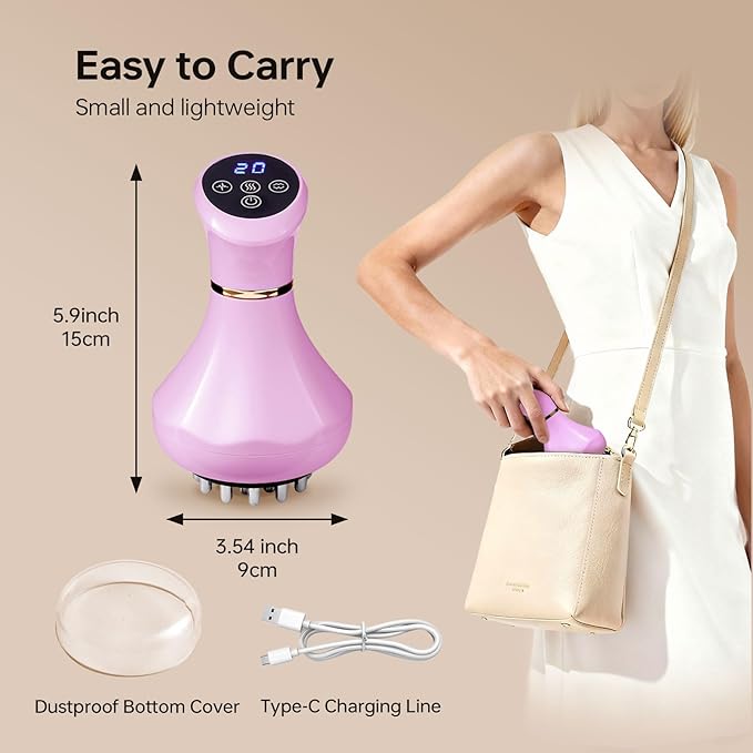 FUFADADE Lymphatic Drainage Massager,4-in-1 Electric Body Sculpting Brush,Helps Reduce Stretch Marks&Cellulite for Relaxation,Multi-Speed Anti Cellulite Massage Tool for Belly Legs Arms(Pink)